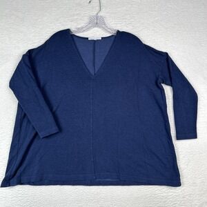 BRYN WALKER Navy Blue top size XXS oversized lagenlook bamboo organic cotton